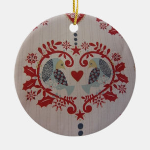 Doves & Hearts -- Pennsylvania Dutch Ceramic Tree Decoration