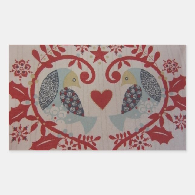 Doves & Hearts -- Pennsylvania Dutch Rectangular Sticker (Front)