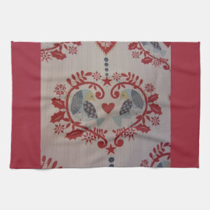 Doves & Hearts -- Pennsylvania Dutch Tea Towel