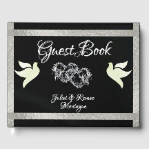 Doves, Hearts & Ribbon - Black/Silver