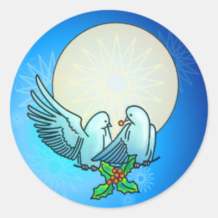 DOVES & HOLLY by SHARON SHARPE Classic Round Sticker