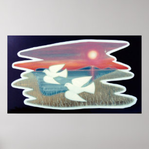 Doves in Flight Poster