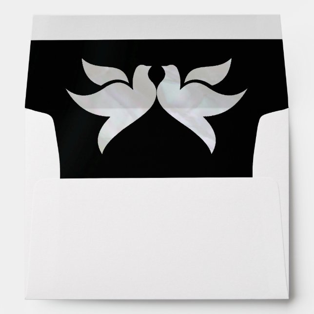 Doves & Monogram - Black Wedding Envelope (Back (Bottom))