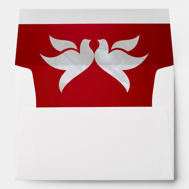 Doves & Monogram - Crimson Wedding Envelope (Back (Bottom))