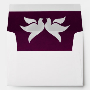 Doves & Monogram - Purple/Silver Wedding Envelope