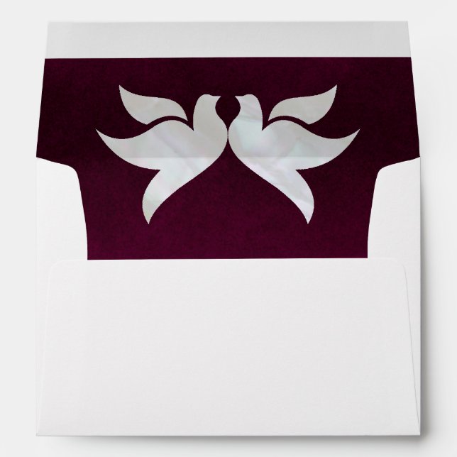 Doves & Monogram - Purple Wedding Envelope (Back (Bottom))