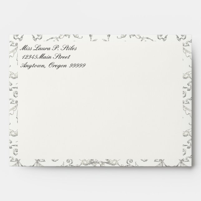 Doves n Fruit Damask - Wedding Matching Envelope (Front)