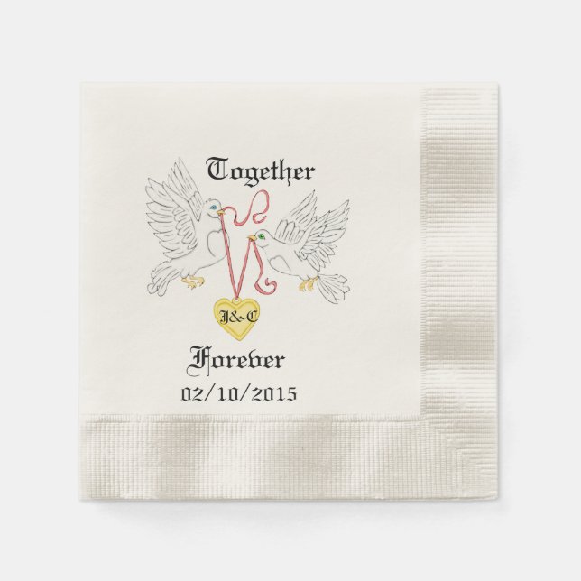 Doves of Love Personalised Napkins (Front)