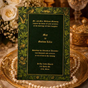 Doves On Flowering Vine Wedding Invitation
