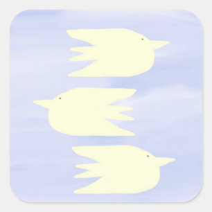 doves painting art square sticker
