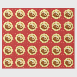 Doves Peace & Harmony wrapping paper on red