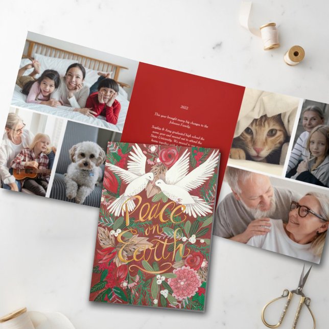 Doves Peace on Earth Christmas Photo Holiday Card (Creator Uploaded)