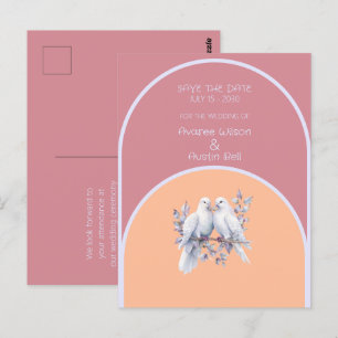 Doves Rings Peach Fuzz Dusty Pink Lavender Arched Postcard