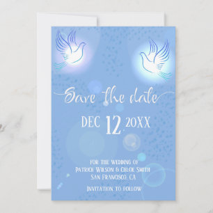 Doves Wedding Blue Lighting  Save The Date