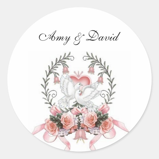 Doves with Beautiful Flowers Stickers (Front)