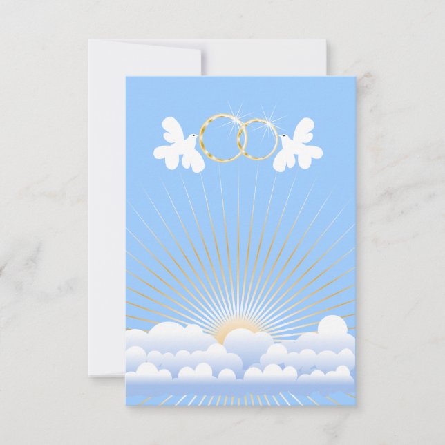 Doves with Wedding Rings Custom  Invitation (Front)