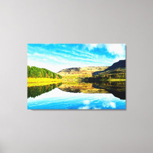 Dovestone Reservoir in winter Glossy Poster Canvas Print
