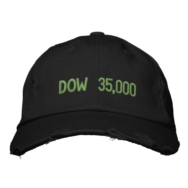 Dow 35000 Stock Market Celebration Embroidered Hat (Front)