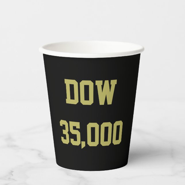 Dow 35000 Stock Market Celebration Paper Cups (Front)