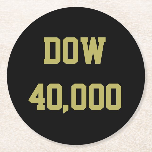 Dow 40000 Stock Market Celebration Round Paper Coaster (Front)