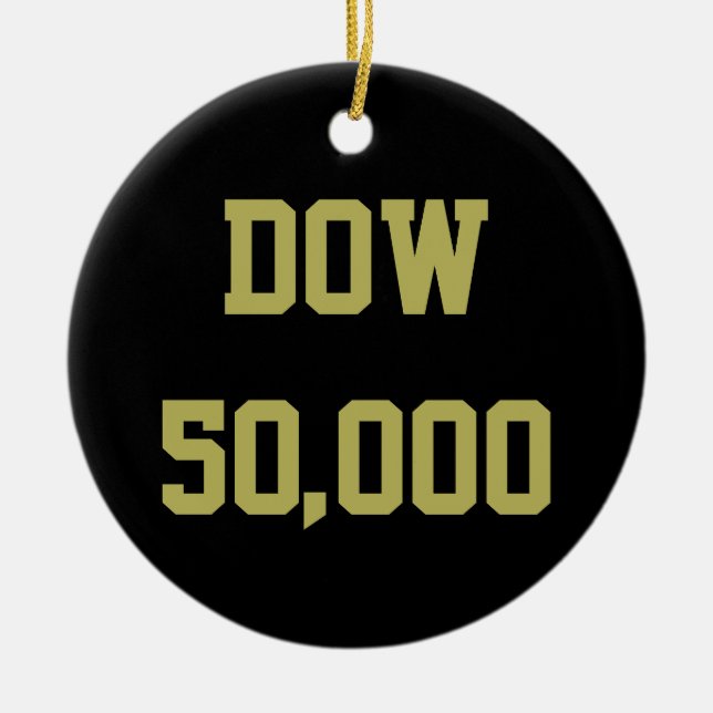 Dow 50000 Stock Market Celebration Ceramic Tree Decoration (Front)