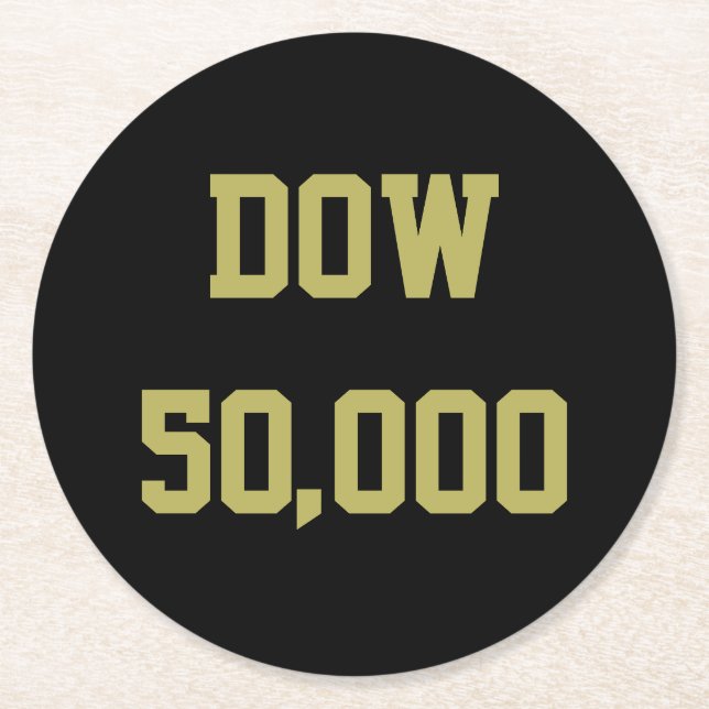 Dow 50,000 Stock Market Celebration Round Paper Coaster (Front)