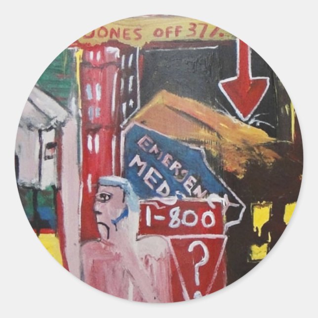 DOW JONES OFF CLASSIC ROUND STICKER (Front)