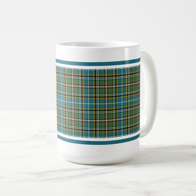 Dowling Tartan Pattern Blue Irish Plaid Coffee Mug (Front Right)