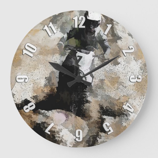 Down and Dirty  -  Motocross Dirt-Bike Racer Large Clock (Front)