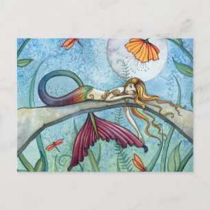 Down by the Pond Mermaid Art Postcard
