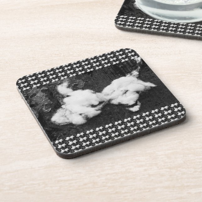down fluffy beverage coaster (Left Side)