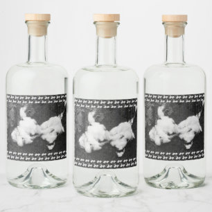 down fluffy liquor bottle label