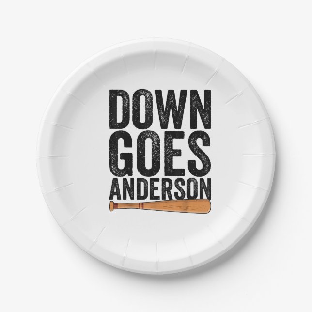 DOWN GOES ANDERSON FUNNY BASEBALL gift ANDERSON  Paper Plate (Front)