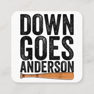 DOWN GOES ANDERSON FUNNY BASEBALL gift ANDERSON  Square Business Card