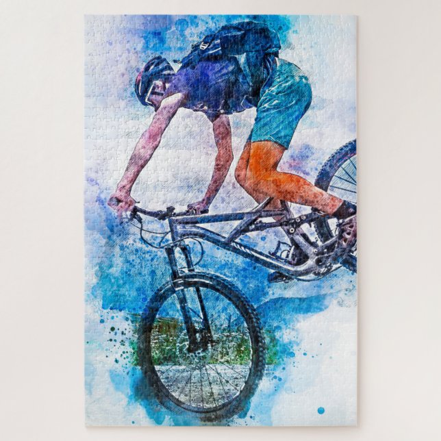 Down Hill Mountain Biking Splatter Jigsaw Puzzle (Vertical)