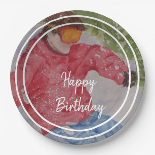 Down Hill Skier Happy Birthday Party Paper Plate