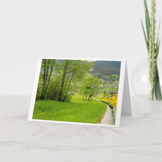 Down into the Swiss valley by train Holiday Card (Front)