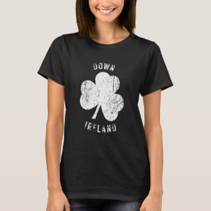 Down Ireland Vintage Shamrock Distressed Look T-Shirt