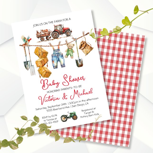 Down on Farm Couples Baby Shower Invitation (Creator Uploaded)