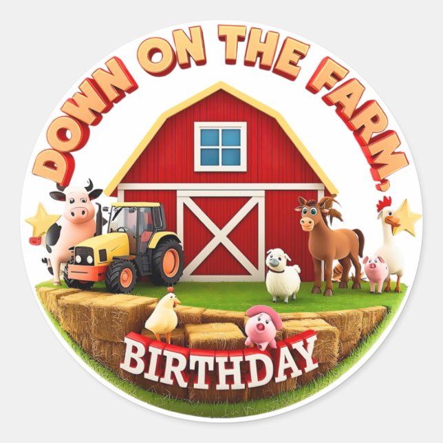 Down on the Farm – Cute Thank You Stickers (Front)
