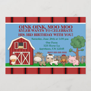 Down on the Farm Kids Birthday Invitation