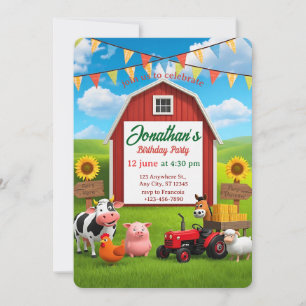 Down on the Farm Kids Birthday Invitation