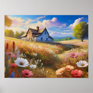 Down On the Farm - Rural Art Scene Poster