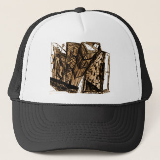 down perspective white trucker hat