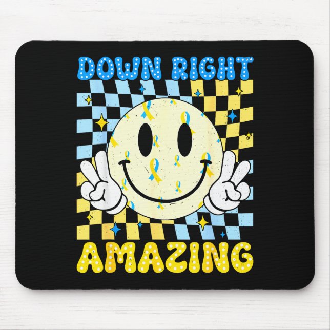 Down Right Amazing World Down Syndrome Awareness B Mouse Mat (Front)