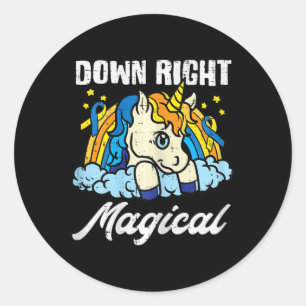 Down Right Magical Unicorn Down Syndrome Awareness Classic Round Sticker
