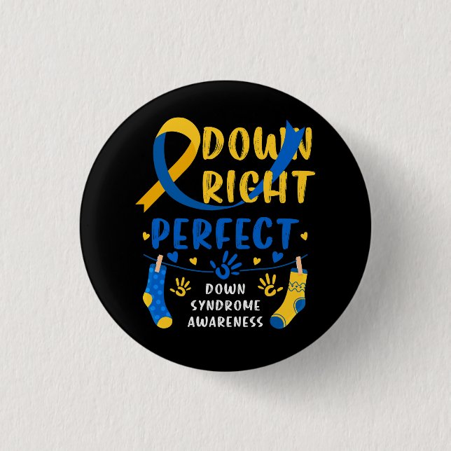 Down Right Perfect Down Syndrome Awareness Blue Ye 3 Cm Round Badge (Front)