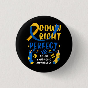 Down Right Perfect Down Syndrome Awareness Blue Ye 3 Cm Round Badge