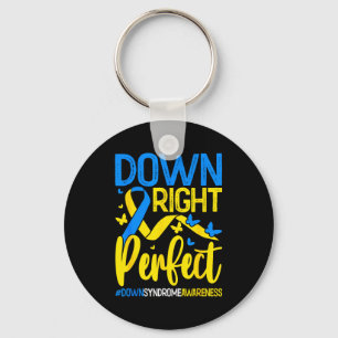 Down right perfect down syndrome awareness men key ring
