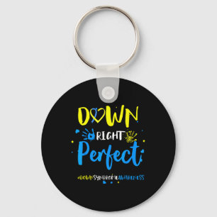 Down Right Perfect Down Syndrome Awareness Ribbon Key Ring